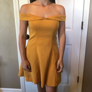 Alythea gold off the shoulder skater dress